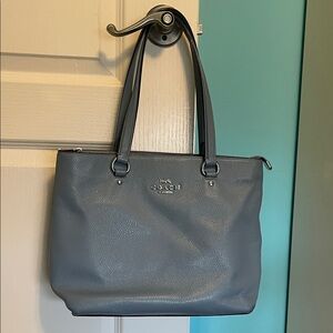 Coach Slate Blue Leather Tote with Matching Wallet